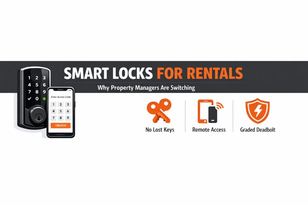 Infographic banner on smart locks for rentals in Tempe rental properties