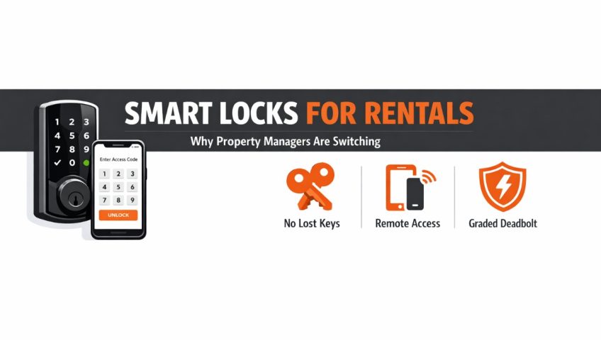 Infographic banner on smart locks for rentals in Tempe rental properties