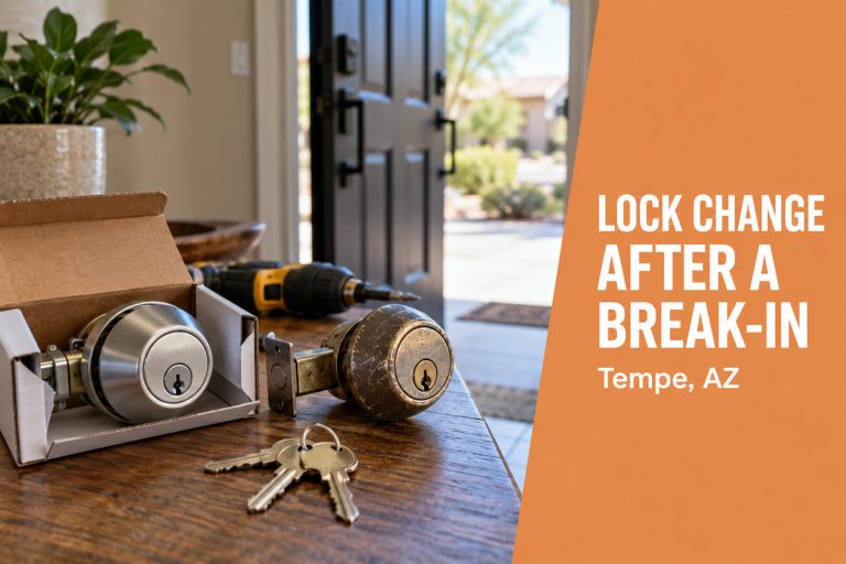 Lock change after a break-in in Tempe with a new deadbolt